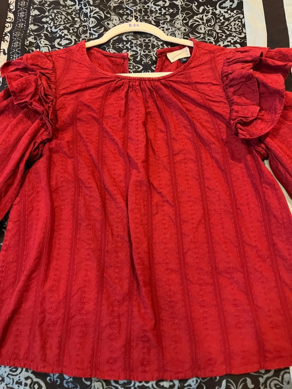 Universal Thread Red Ruffle Sleeve Blouse - Picture 2 of 10